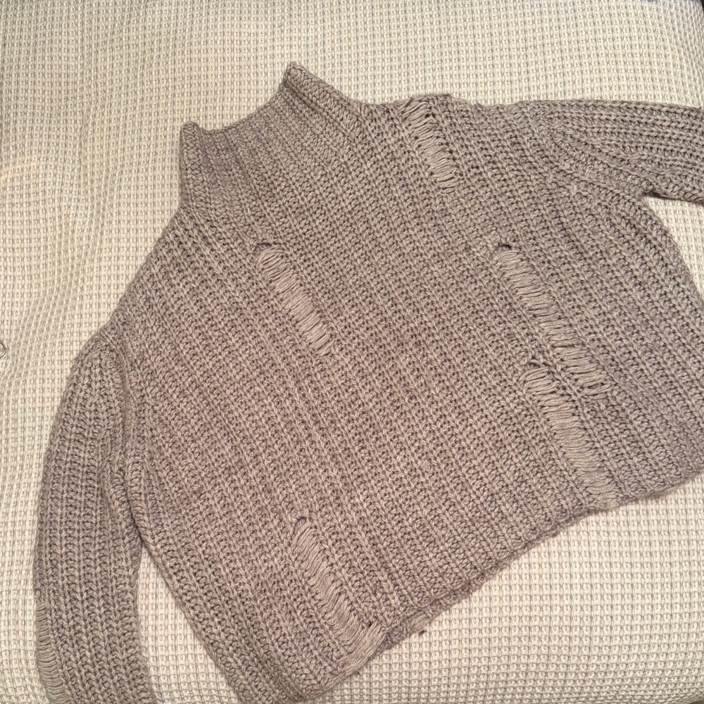 Cliché Distressed Oversized Turtle Neck Sweater
